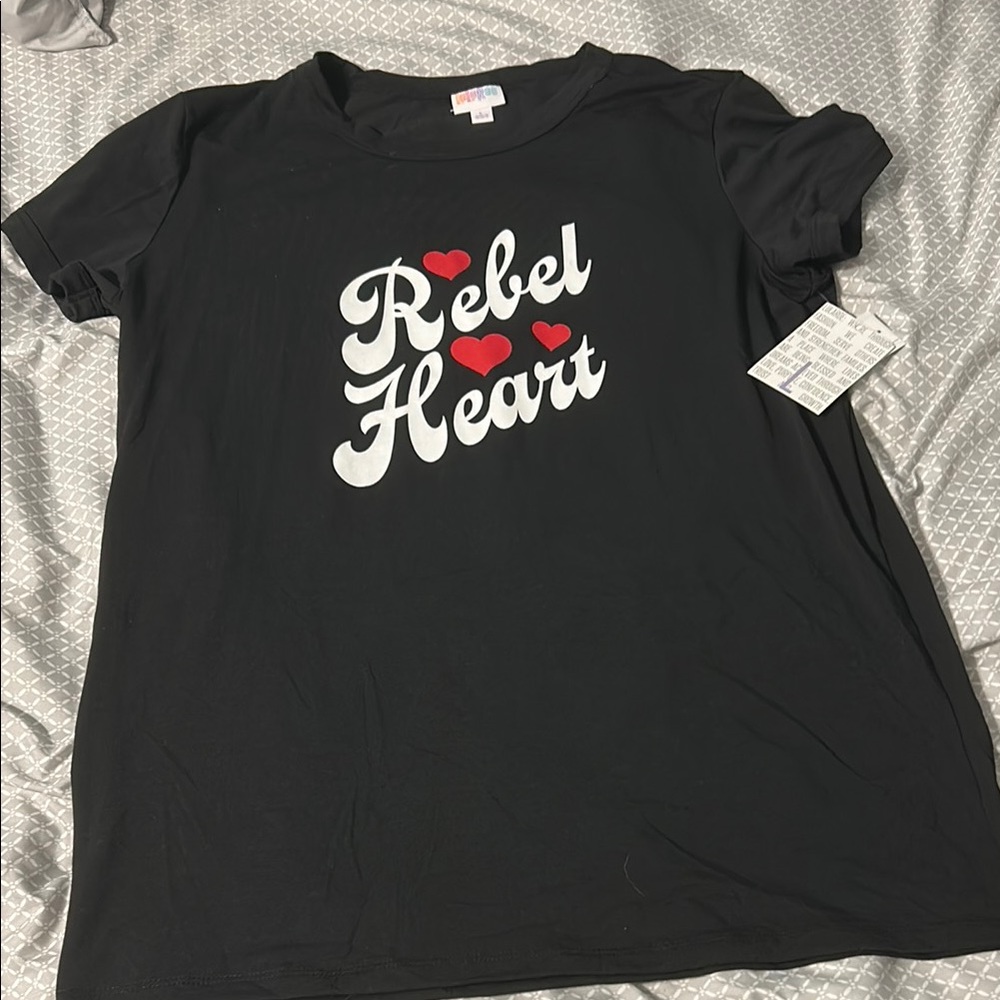 LuLaRoe Black Graphic Short Sleeve Tee